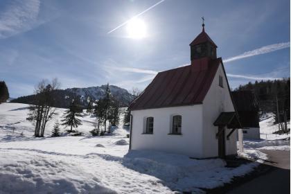 Kapelle bei Krummenbach kurz vor dem Albsteigtobel im Winter